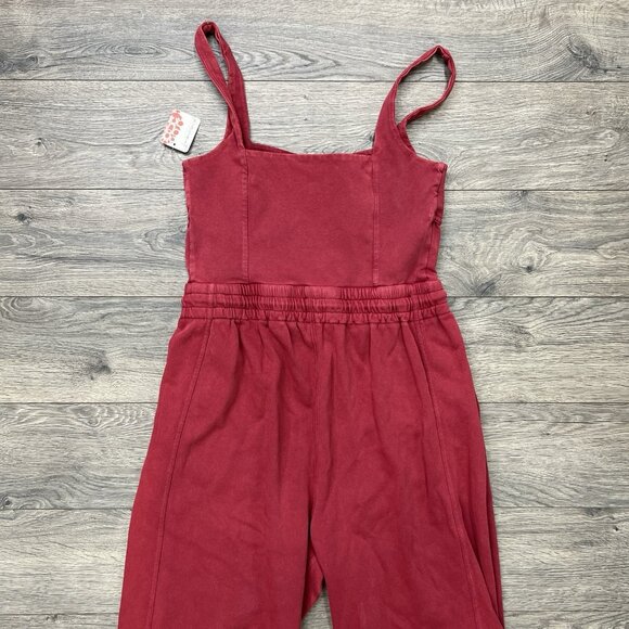 Free People Movement Sz Large Womens Crimson Red Inbound Romper Jumpsuit - Picture 12 of 16